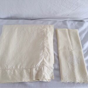 Vintage Yellow Tablecloth + Matching Embroidered Accent